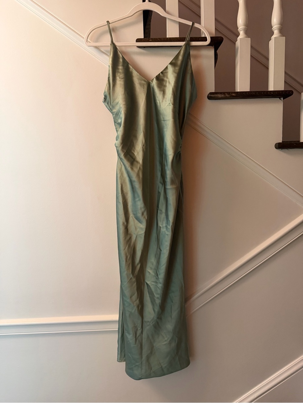 Satin Slip Maxi Dress in Sage Green